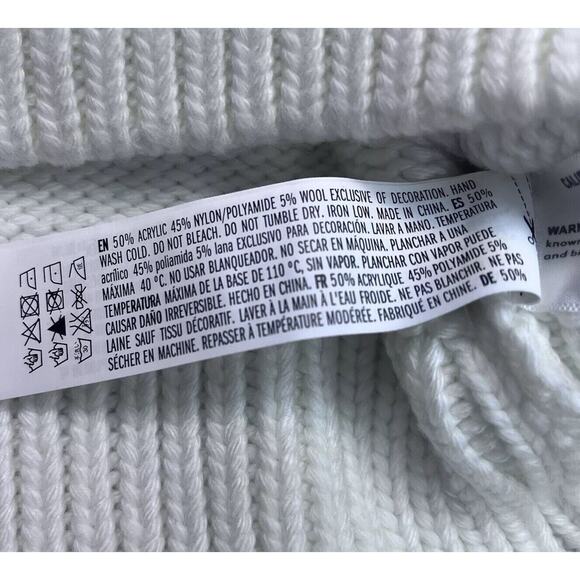 English Factory Heart Pom Sweater Knit Wool Blend Ivory Love Womens Size Small - Picture 13 of 14